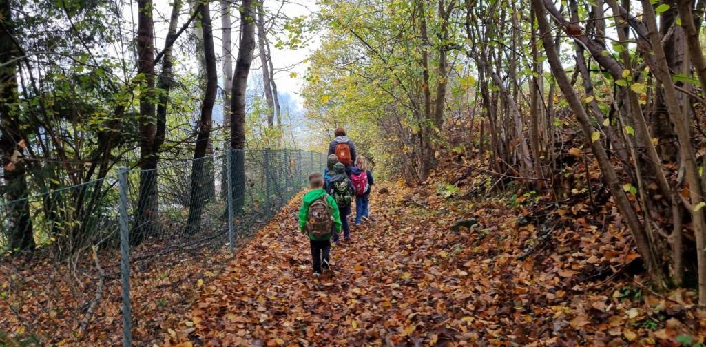 Brot backen Kinder spazieren durch den Wald